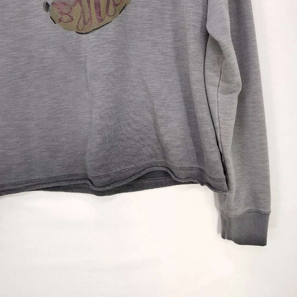 Anthropologie Saturday Sunday Sweatshirt Womens Large Go Bananas Distress Gray_9